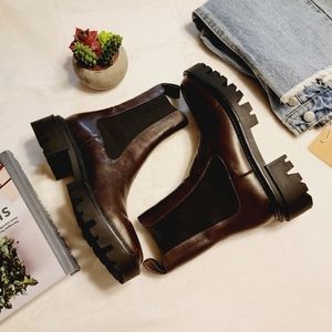 Zara Lug Sole Brown Leather Boots